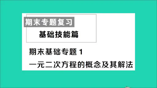 九年级数学上册期末复习基础技能篇基础专题1一元二次方程的概念及其解法作业课件人教版.ppt