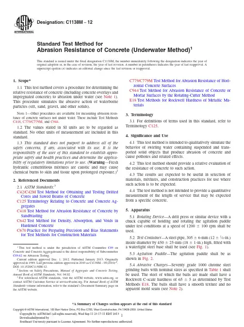 Abrasion Resistance of Concrete (Underwater Method)