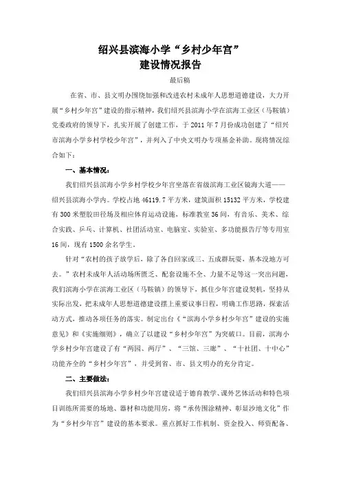 “乡村少年宫”建设情况====报告最后稿