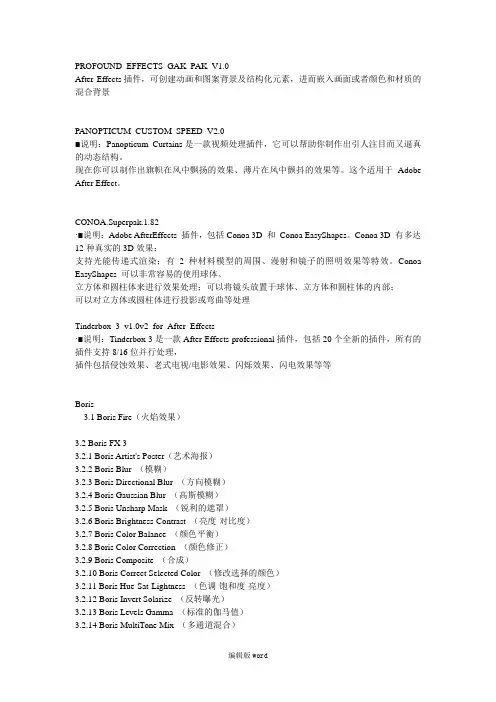 AE、PR插件简述和AE内置滤镜详解