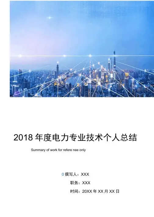 2018年度电力专业技术个人总结