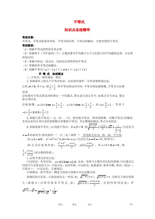 2012高考数学冲刺 不等式