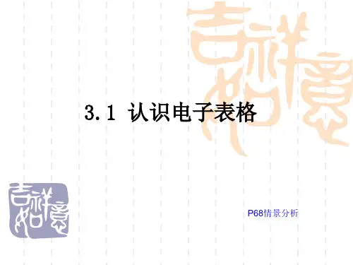 第三章表格数据处理3.1认识电子表格3.2建立电子表格3.3用电子表格自动计算