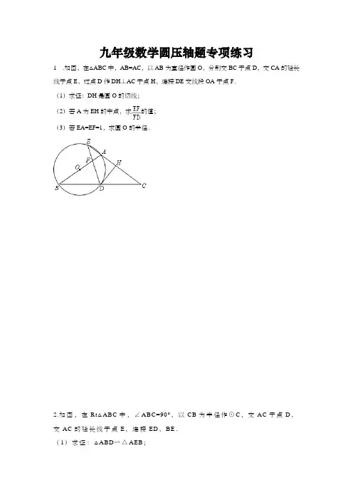 九年级数学圆压轴题专项练习