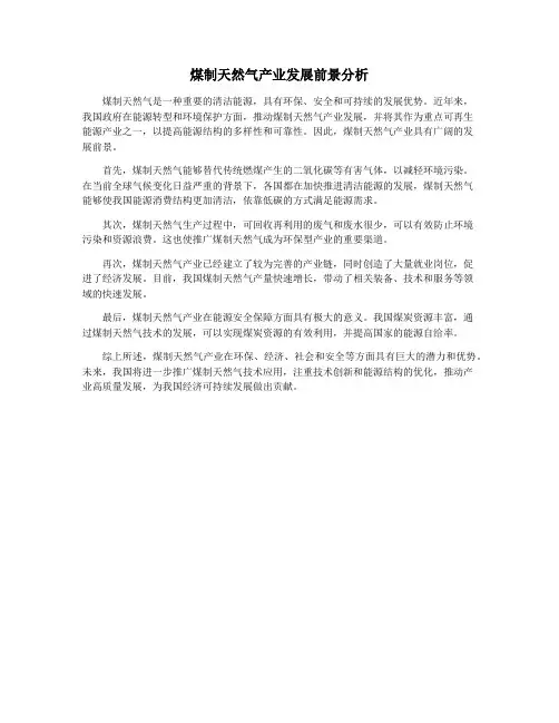 煤制天然气产业发展前景分析