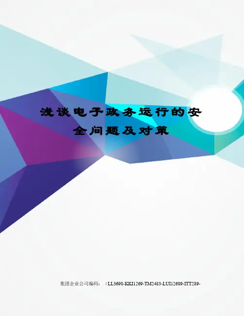浅谈电子政务运行的安全问题及对策