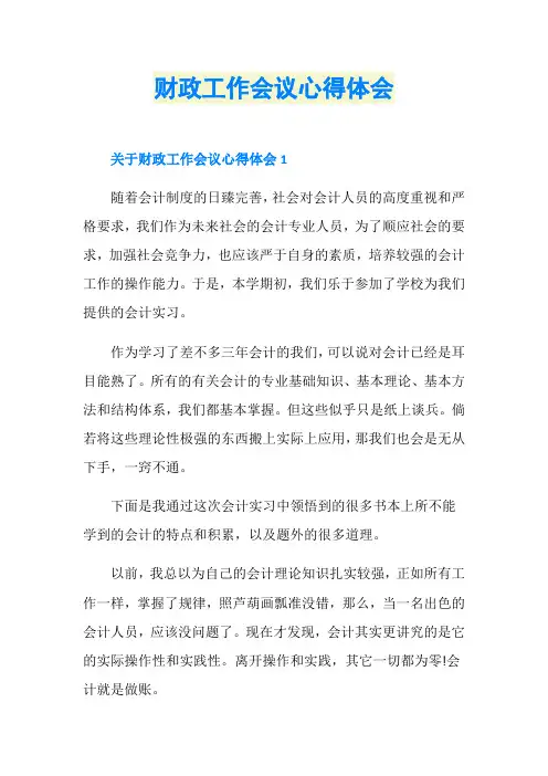 财政工作会议心得体会