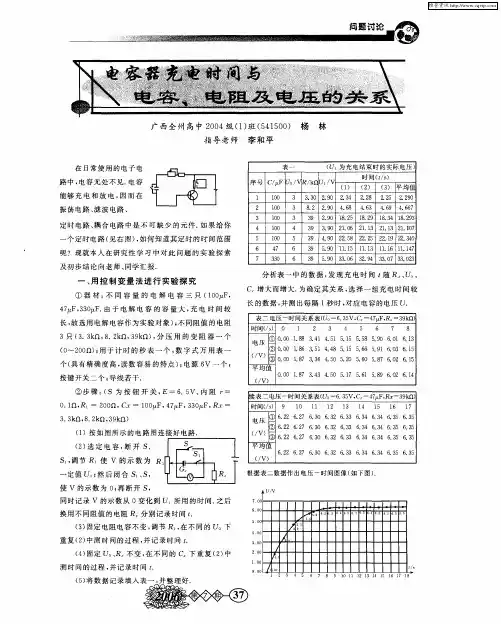 电容器充电时间与电容、电阻及电压的关系