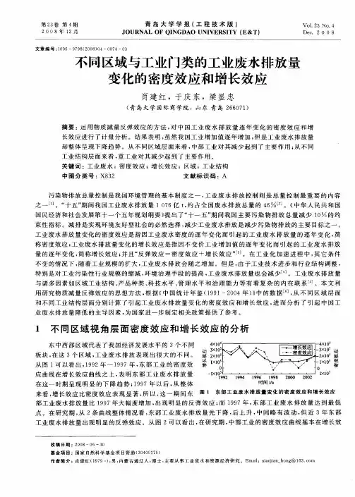 不同区域与工业门类的工业废水排放量变化的密度效应和增长效应