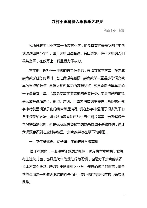 农村小学拼音入学教学之我见