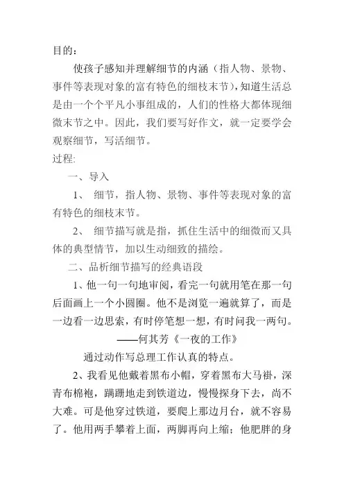 细节描写的教案