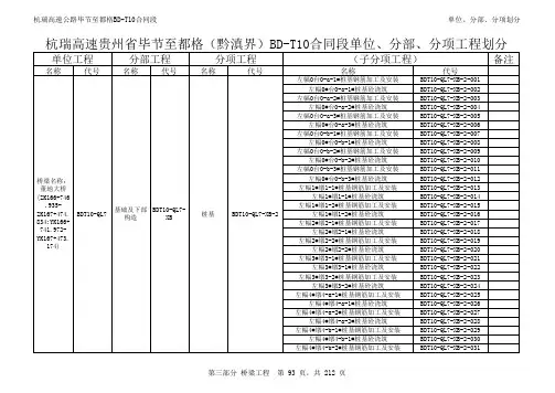 大桥分部分项划分