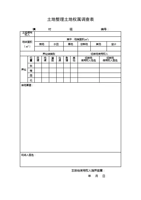 土地开发整理土地权属调查表
