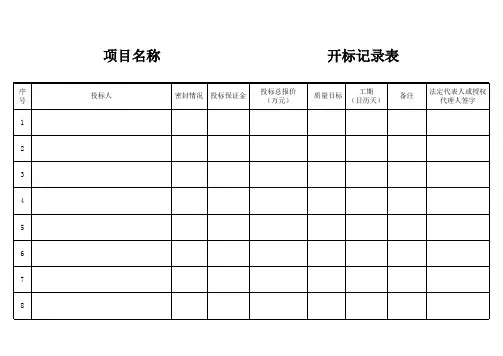 开标记录表 2