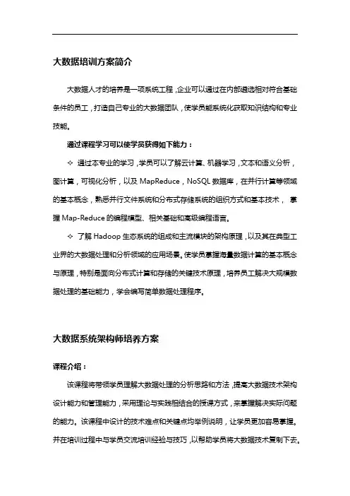 大数据系统架构人才培养方案