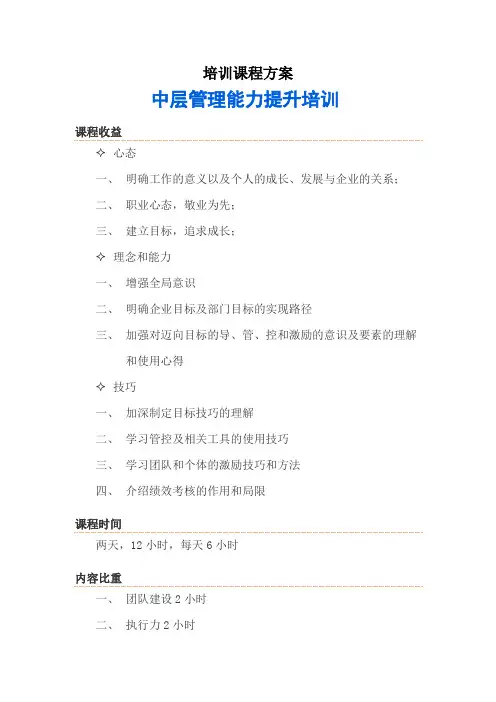 中层管理能力提升培训-培训方案