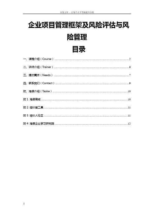 企业项目管理框架及风险与风险管理