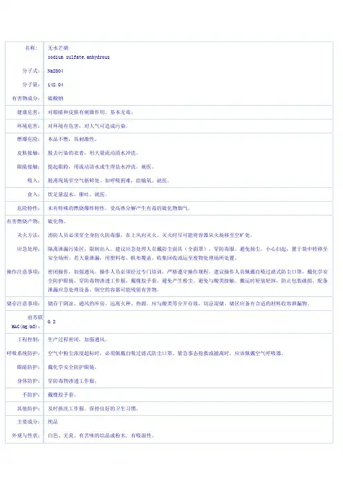 无水硫酸钠