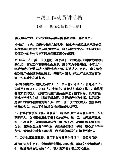 领导讲话稿之三清工作动员讲话稿