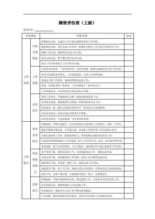 360度绩效评估表(对上级)