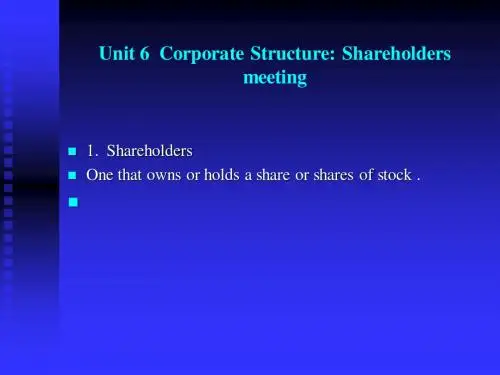 Unit 11 corporate structure - shareholder meeting