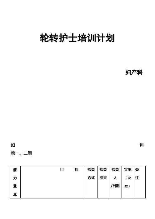 轮转护士培训计划妇产科