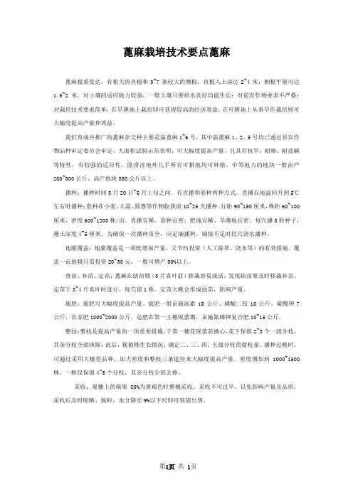 蓖麻栽培技术要点蓖麻