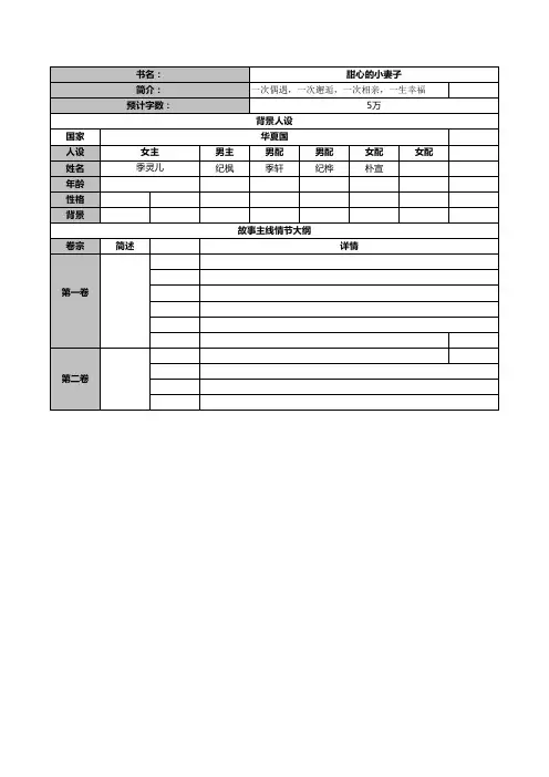 小说详细大纲