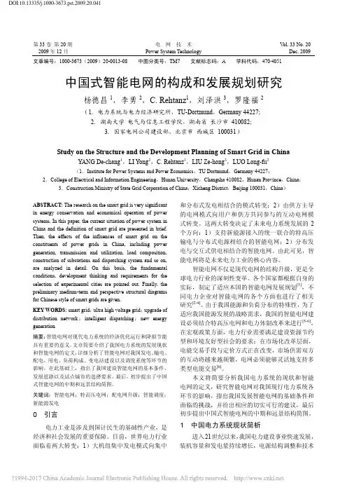 中国式智能电网的构成和发展规划研究_杨德昌