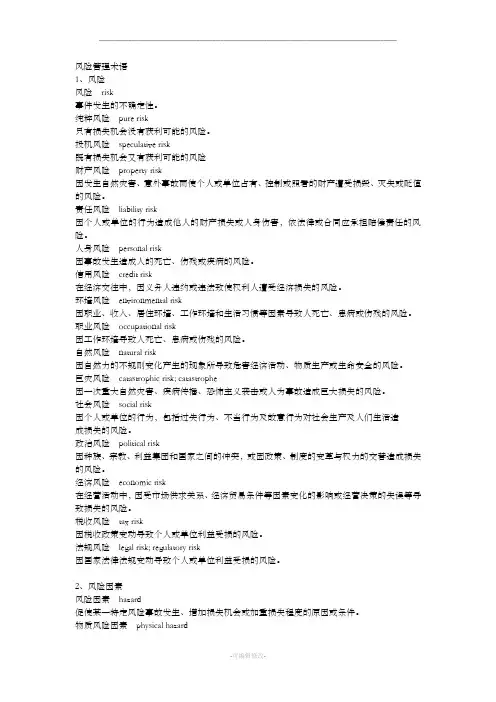 风险管理术语