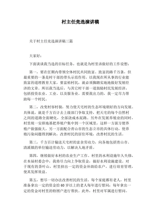 村主任竞选演讲稿 3