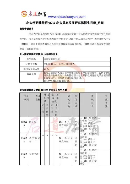 北大考研辅导班-2019北大国家发展研究院招生目录_启道