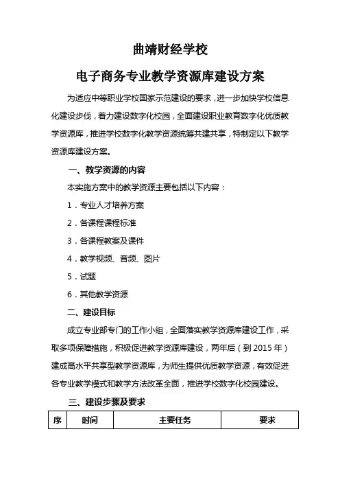教学资源库建设实施方案