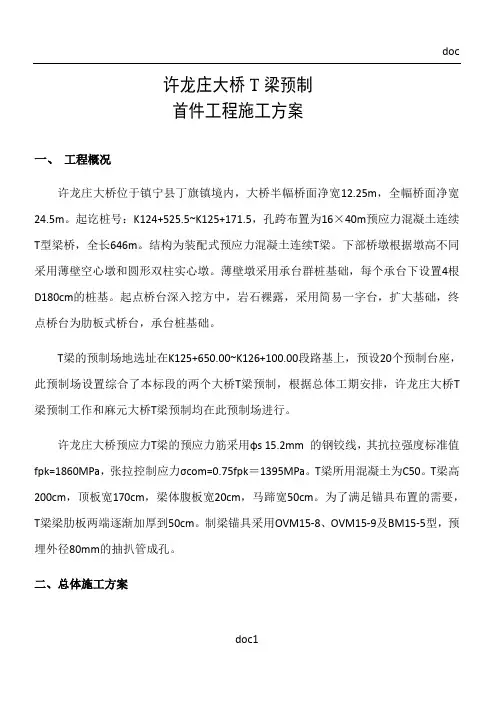 t梁预制施工方案-secret