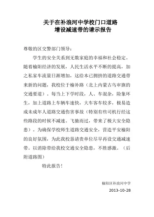 增设减速带报告