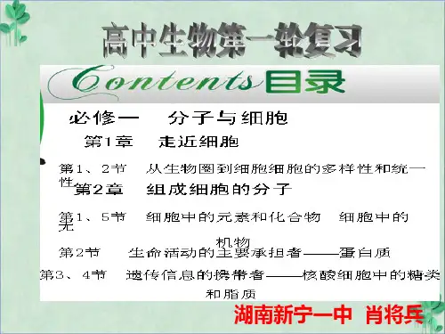 高中生物第一轮复习必修一分子与细胞第1章走近细胞、第2章组成细胞的分子ppt课件(优质推荐) 人教课标版
