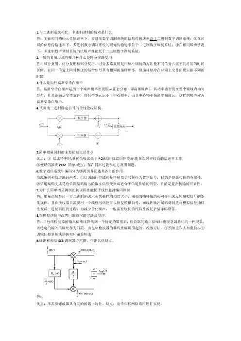 通信原理复习题(含答案)