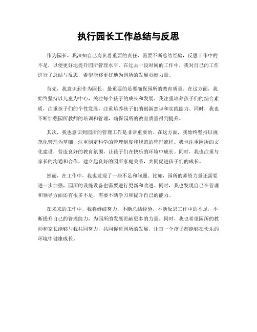 执行园长工作总结与反思