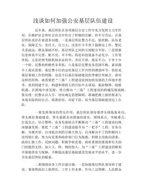 浅谈如何加强公安基层队伍建设