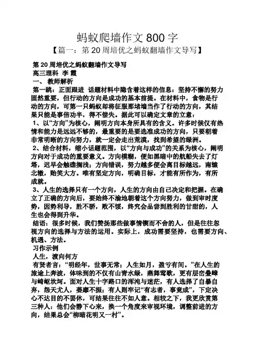 蚂蚁作文之蚂蚁爬墙作文800字