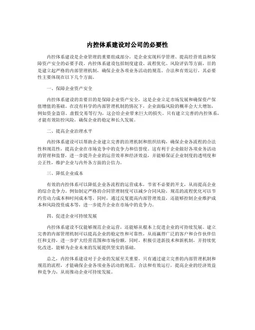 内控体系建设对公司的必要性