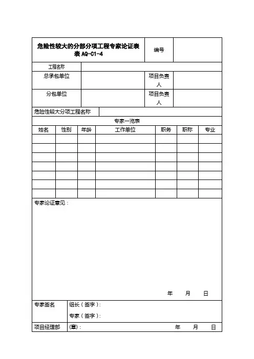 危险性较大的分部分项工程专家论证表