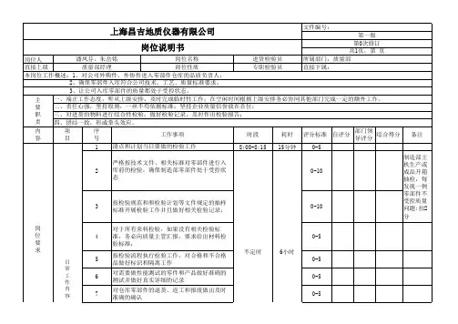 质量部进货检验员岗位职责