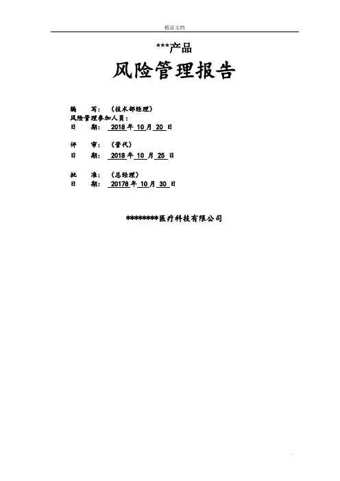 医疗器械风险管理报告(新版)