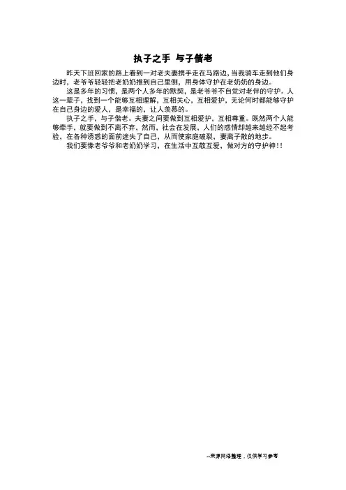 执子之手 与子偕老_写人作文