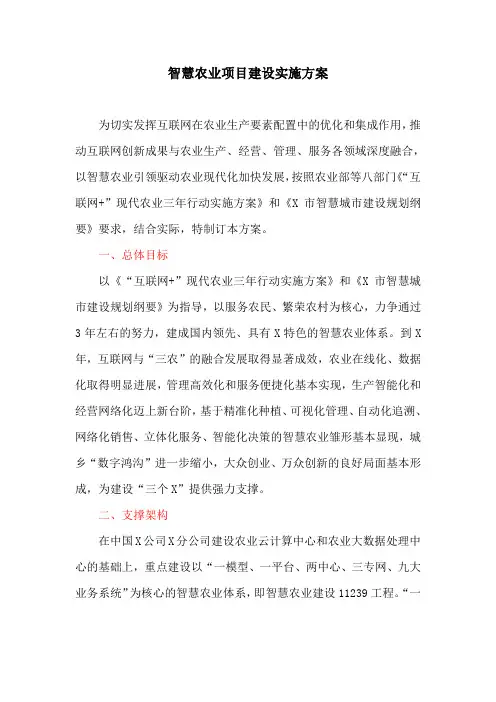 智慧农业项目建设实施方案