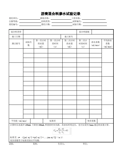 沥青混合料渗水试验