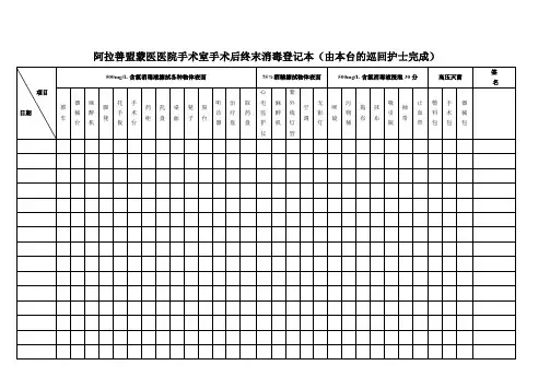 手术室各种物品消毒及手术后终末消毒登记