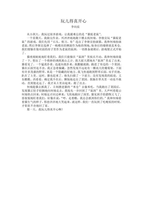 作文《玩的真开心》