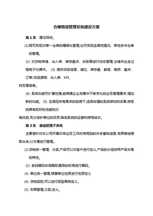 仓储物流管理系统建设方案